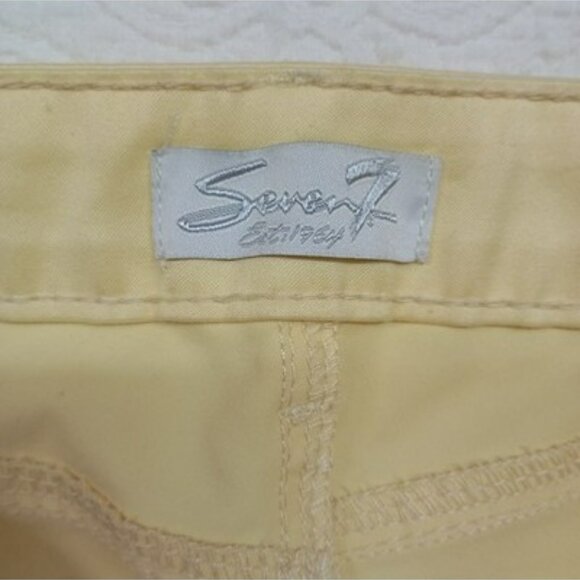 Seven7 For All Mankind Womens Yellow Skinny Pants Size 4 Cotton Blend - Picture 8 of 11